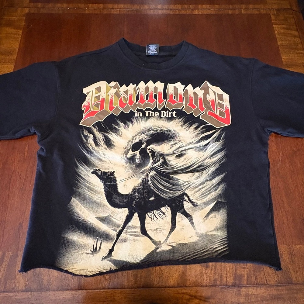 AKS‎ In The Dirt Grim Reaper Camel Graphic T Shirt Gothic Dark Fantasy Tee